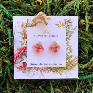 Red Mushroom Stainless Steel Stud Earrings